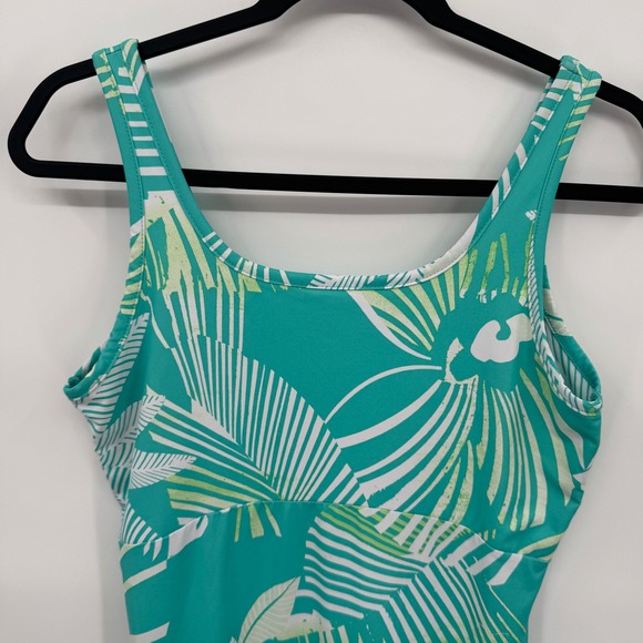 Columbia Women's M Green Tropical Leaf Print PFG Sleeveless Dress Beach Summer - Picture 6 of 11